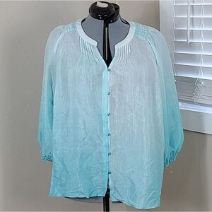 New Directions Curvy Ombre Top Blue Plus Size 2X